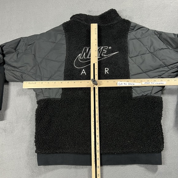 Nike Air Jacket Boys L Black Sherpa Fleece 1/4 Zip Pullover Quilted Youth - Picture 5 of 9